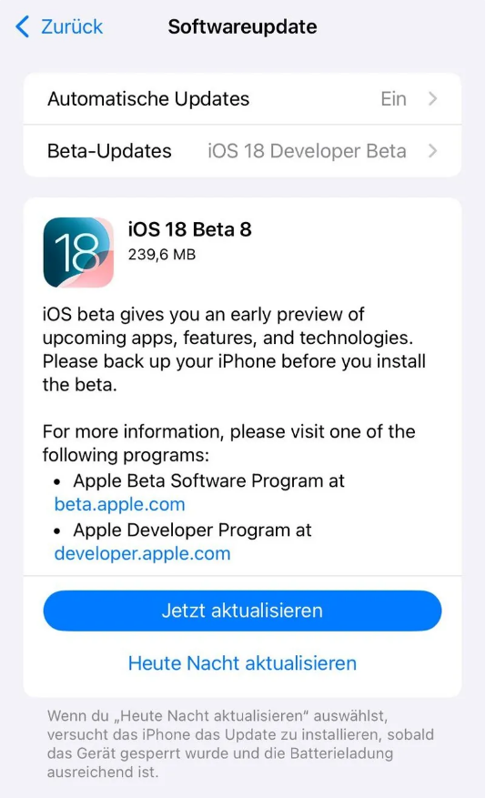 金平苹果手机维修分享苹果 iOS / iPadOS 18 开发者预览版 Beta 8 发布 