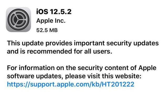 金平苹果手机维修分享iOS12.5.2发布，建议所有老苹果用户安装 